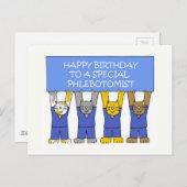 Carte Postale Phlebotomiste joyeux chats caricaturaux d'annivers (Devant / Derrière)