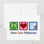 Carte Postale Phlebotomiste Peace Love Bureau de la phlébotomie (Devant / Derrière)