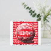 CARTE POSTALE PHLÉBOTOMISTE SPHÈRE GOUTTE SANGUINE (Debout devant)