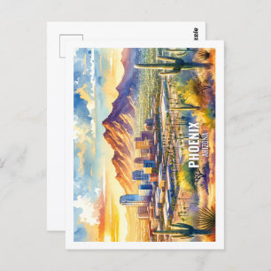 Carte Postale Phoenix Arizona USA Fameux Place aquarelle