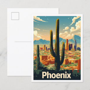 Carte Postale Phoenix Arizona Vintage voyage d'art américain