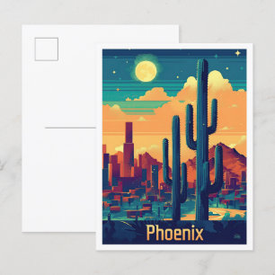 Carte Postale Phoenix Arizona Vintage voyage Illustration