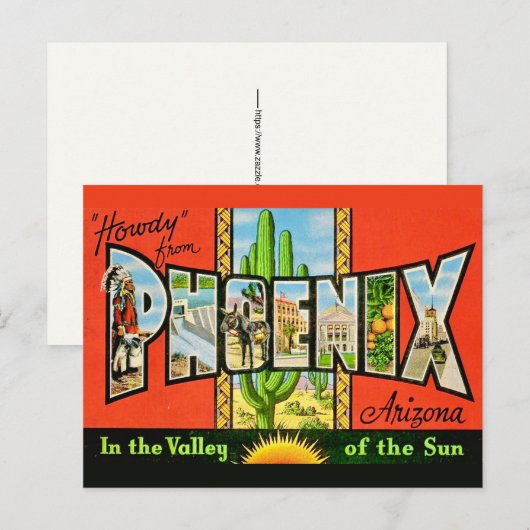 Carte Postale Phoenix AZ Rétro (Devant / Derrière)