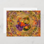 Carte Postale Phoenix et Dragon - couleur et or (Devant / Derrière)