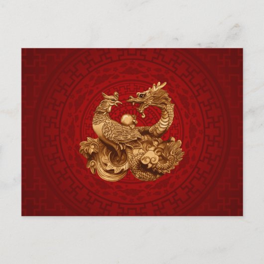Carte Postale Phoenix et Dragon - en rouge (Devant)