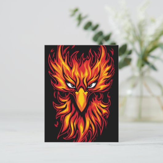 Carte Postale Phoenix Oiseau Avec Flammes Flammes Graphique Desi (Debout devant)