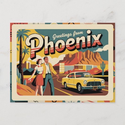 Carte postale Phoenix vintage | Salut de Phoenix (Devant)