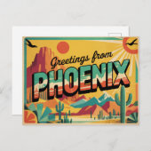 Carte postale Phoenix vintage | Salut de Phoenix (Devant / Derrière)