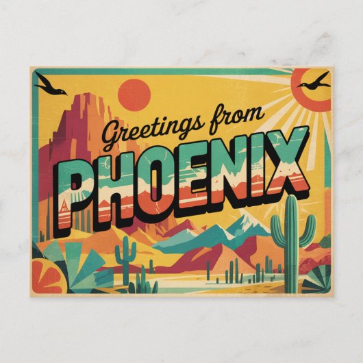 Carte postale Phoenix vintage | Salut de Phoenix (Devant)