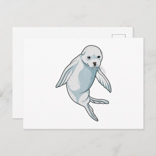 Carte Postale Phoque à la nage (Devant / Derrière)