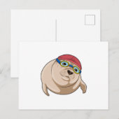 Carte Postale Phoque à la piscine avec lunettes de natation (Devant / Derrière)