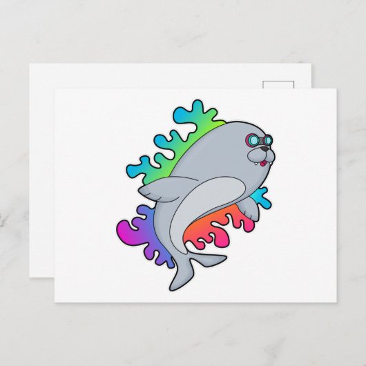 Carte Postale Phoque aux Lunettes (Devant / Derrière)