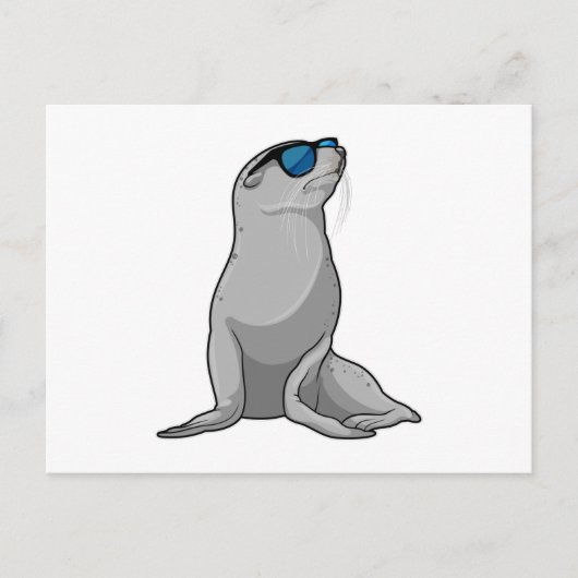 Carte Postale Phoque avec des Lunettes de Soleil (Devant)