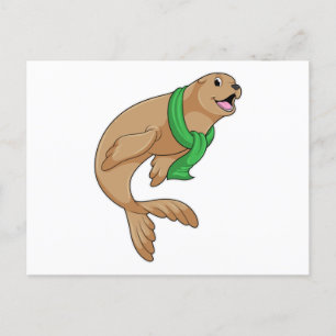 Carte Postale Phoque avec écharpe