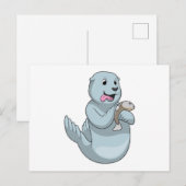 Carte Postale Phoque avec Poisson (Devant / Derrière)