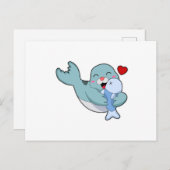 Carte Postale Phoque avec Poisson (Devant / Derrière)