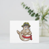 Carte Postale Phoque comme Pirate avec chapeau de Pirate (Debout devant)