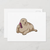 Carte Postale Phoque en coiffeur avec peigne (Devant / Derrière)