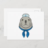 Carte Postale Phoque en marin avec chapeau de marin (Devant / Derrière)