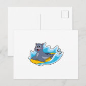 Carte Postale Phoque en surfeur avec planche de surf (Devant / Derrière)