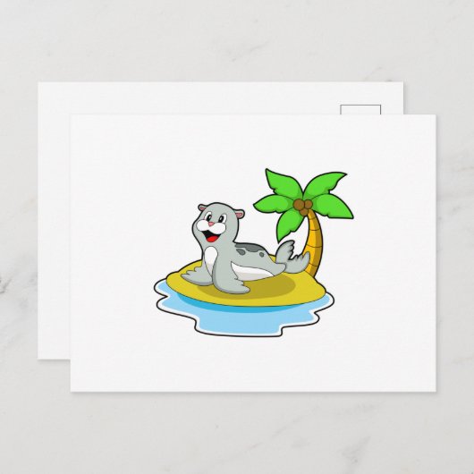 Carte Postale Phoque sur l'île (Devant / Derrière)