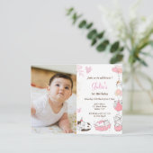 Carte Postale Photo 1er anniversaire de bébé fille (Debout devant)