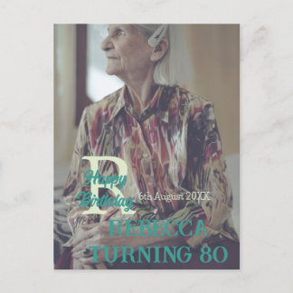 Carte Postale Photo 80e anniversaire ajouter nom date moderne ve