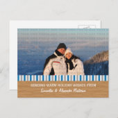 Carte postale photo à rayures rustiques bleu/gris (Devant / Derrière)