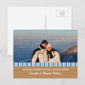 Carte postale photo à rayures rustiques bleues/gri (Devant / Derrière)