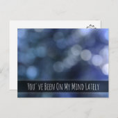 Carte Postale Photo Abstrait bleu Bokeh Light, Penser à vous (Devant / Derrière)