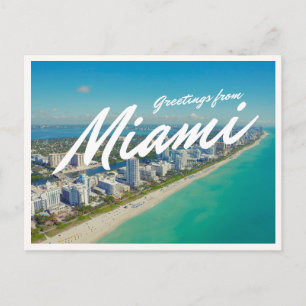 Carte Postale Photo aérienne de Miami Beach Floride Salutations