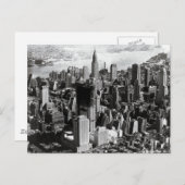 Carte Postale Photo aérienne Manhattan noir & blanc (Devant / Derrière)