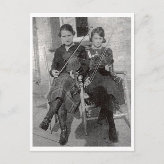 Carte Postale Photo antique de deux femmes avec violons (Devant)
