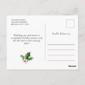 Carte Postale PHOTO Aquarelle Noël Cerf Salutation vacances (Dos)