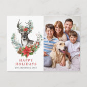 Carte Postale PHOTO Aquarelle Noël Cerf Salutation vacances (Devant)