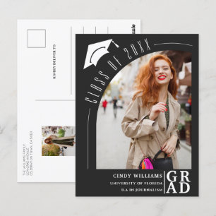 Carte Postale Photo Arc moderne Faire-part de graduation noire