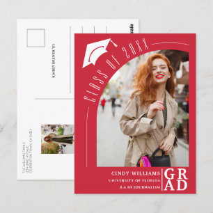 Carte Postale Photo Arc moderne Faire-part de graduation rouge