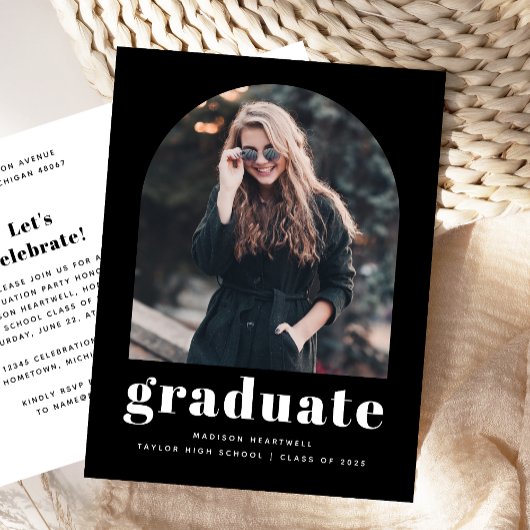 Carte Postale Photo Arch Black and White Graduation Party