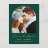 Carte Postale Photo Arch Emerald Green Gold Enregistrer la date (Devant)