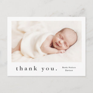 Carte Postale Photo bébé avec nom moderne