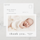 Carte Postale Photo bébé avec nom moderne (Devant / Derrière)
