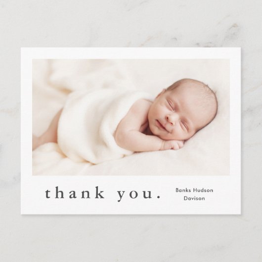Carte Postale Photo bébé avec nom moderne (Devant)