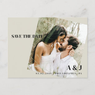 Carte Postale Photo Beige Enregistrez la date Site Web de mariag