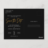 Carte Postale Photo Black and Gold Wedding Enregistrer la date (Dos)