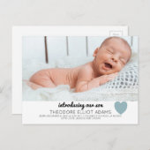 Carte postale photo Blue Baby Boy Faire-part de na (Devant / Derrière)