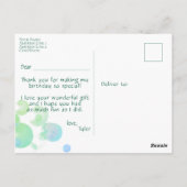 Carte Postale Photo Blue Bubbles Anniversaire de enfant Party Me (Dos)