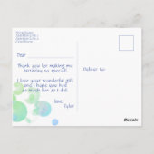 Carte Postale Photo Blue Bubbles Anniversaire de enfant Party Me (Dos)