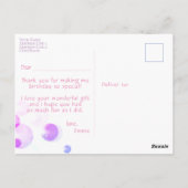 Carte Postale Photo Bubbles roses Merci du Parti Anniversaire de (Dos)