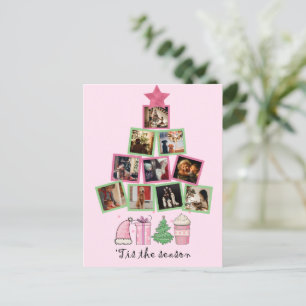 Carte Postale Photo Budget Cette saison Pink & Green Christmas