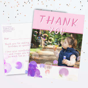 Carte Postale Photo Bulles Roses Fête d'anniversaire Enfants Mer